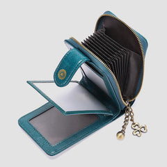 Monedero de piel auténtica con múltiples ranuras RFID para mujer