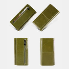 Cartera vintage de piel auténtica RFID para mujer