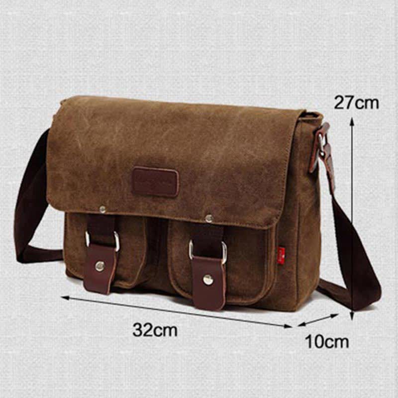Borsa a tracolla in tela da uomo – Borsa a tracolla vintage multitasche