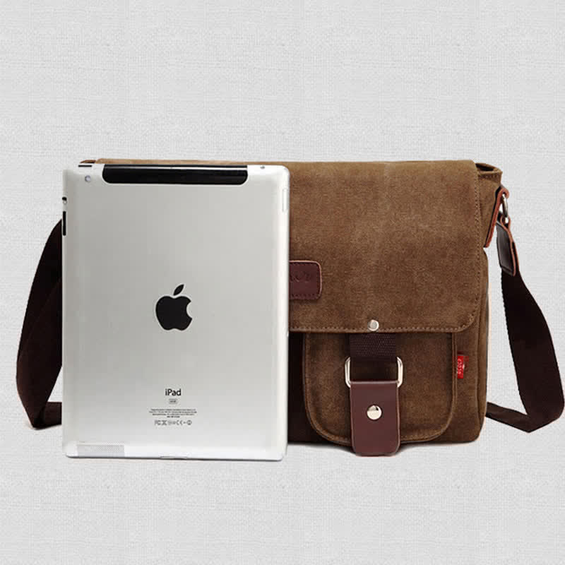 Borsa a tracolla in tela da uomo – Borsa a tracolla vintage multitasche