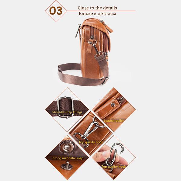 Men's Genuine Leather Phone Purse – Crossbody & Waist Bag for Daily Use