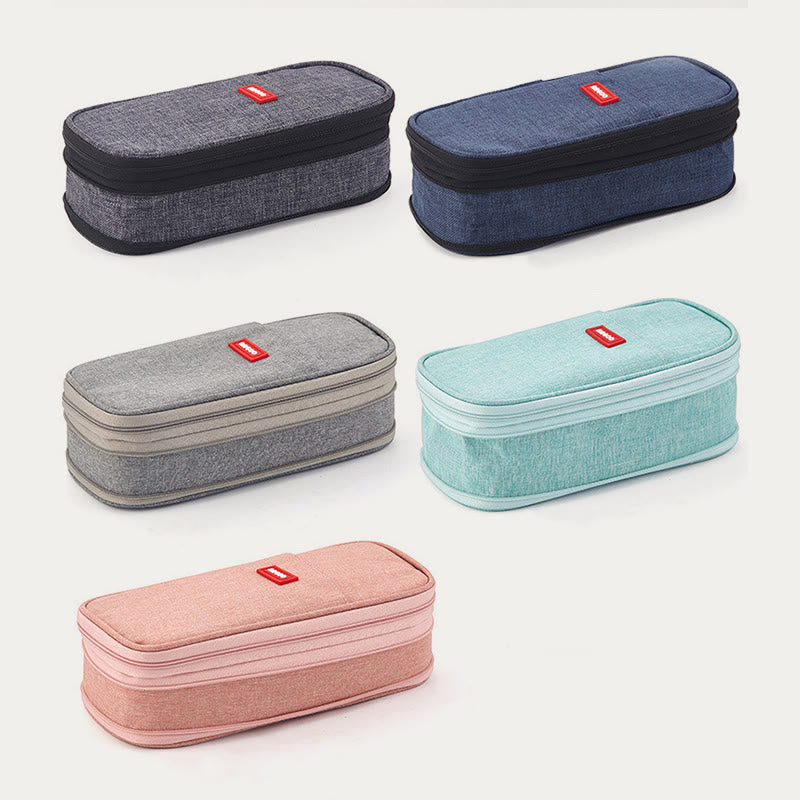 Large Capacity Color Matching Canvas Pencil Case – Perfect for Study & Organization