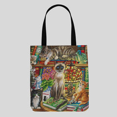 Cute Kitty Canvas Tote Bag – Multifunctional Handbag & Shoulder Bag for Daily Use