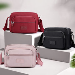 4-Zip Crossbody Bag – Lightweight Nylon Purse for Women