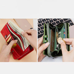 Genuine Leather Multifunctional Anti - theft Wallet for Women – RFID Protection, Card Slots & Zippered Coin Pocket - VOTVO