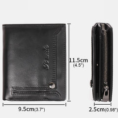 Anti-Theft Multi-Slot Small Wallet for Men – Genuine Leather, Secure & Compact Design