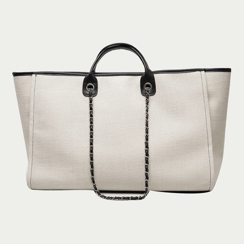 Crossbody Canvas Tote for Women – Chain Strap Bucket Bag - VOTVO