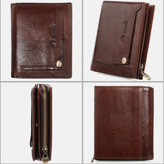 Anti-Theft Multi-Slot Small Wallet for Men – Genuine Leather, Secure & Compact Design
