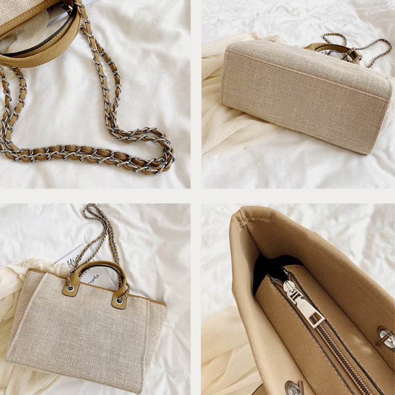 Crossbody Canvas Tote for Women – Chain Strap Bucket Bag - VOTVO