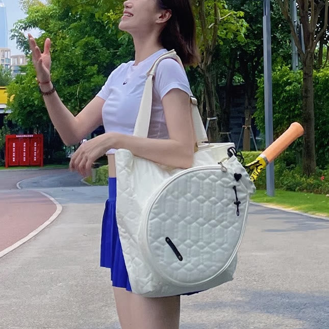 Borsa da racchetta in nylon da donna - Borsa a tracolla bianca per sport da badminton all'aperto