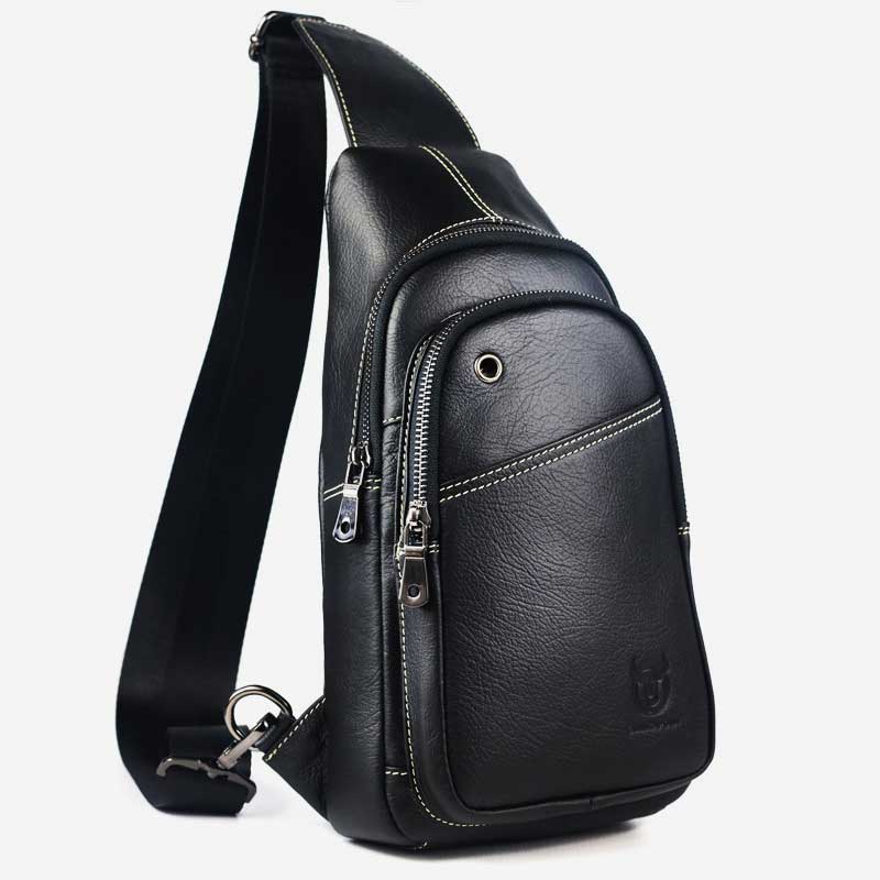 Large Capacity Genuine Leather Sling Bag for Men – Versatile Crossbody Chest Bag - VOTVO
