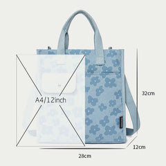 Floral Crossbody Tote Bag – Cute Nylon Shoulder Purse for Office & Daily Use