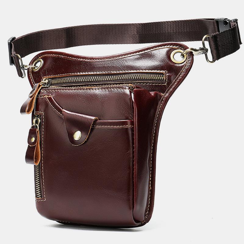 Genuine Leather Retro Sport Waist Bag – Classic Style Meets Practical Functionality