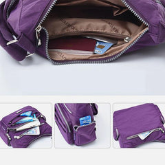 Bolso bandolera de nailon impermeable con múltiples bolsillos