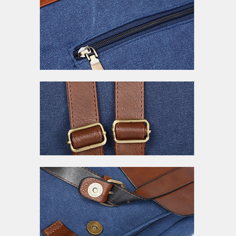 Vintage Leather Canvas Backpack for Men & Women – Travel Daypack, Unisex Rucksack