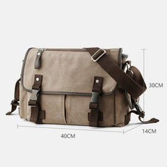 Canvas Messenger Bag for Men | Vintage Crossbody Laptop Briefcase