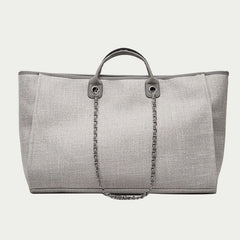 Crossbody Canvas Tote for Women – Chain Strap Bucket Bag