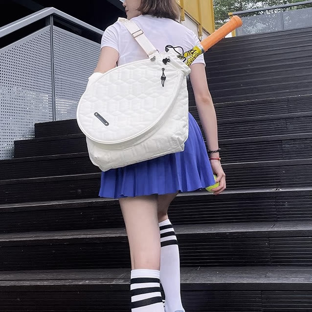Borsa da racchetta in nylon da donna - Borsa a tracolla bianca per sport da badminton all'aperto