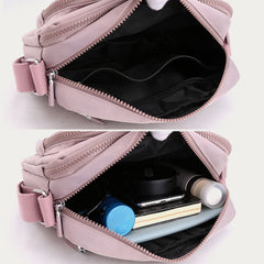 4-Zip Crossbody Bag – Lightweight Nylon Purse for Women