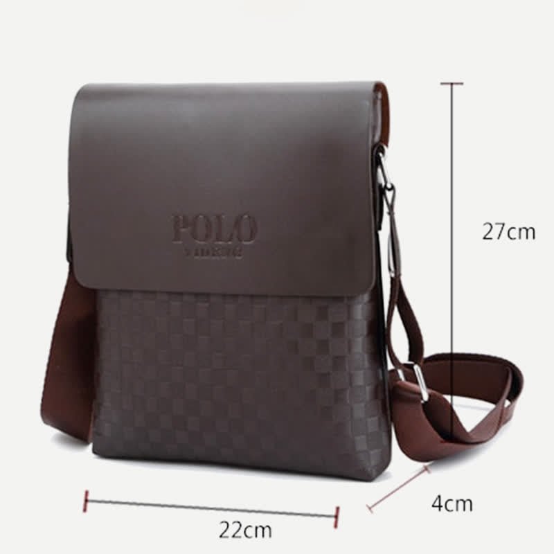 Small Messenger Bag for Men Plaid PU Leather Crossbody Shoulder Bag - VOTVO