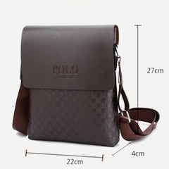 Small Messenger Bag for Men Plaid PU Leather Crossbody Shoulder Bag - VOTVO