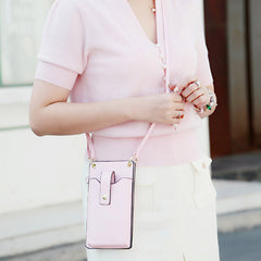 Leather Crossbody Phone Bag with Card Slots for Women – Compact Purse with Adjustable Strap