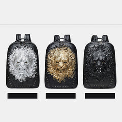 3D Animal Head Studded Leather Backpack – Cool Laptop College Bookbag - VOTVO