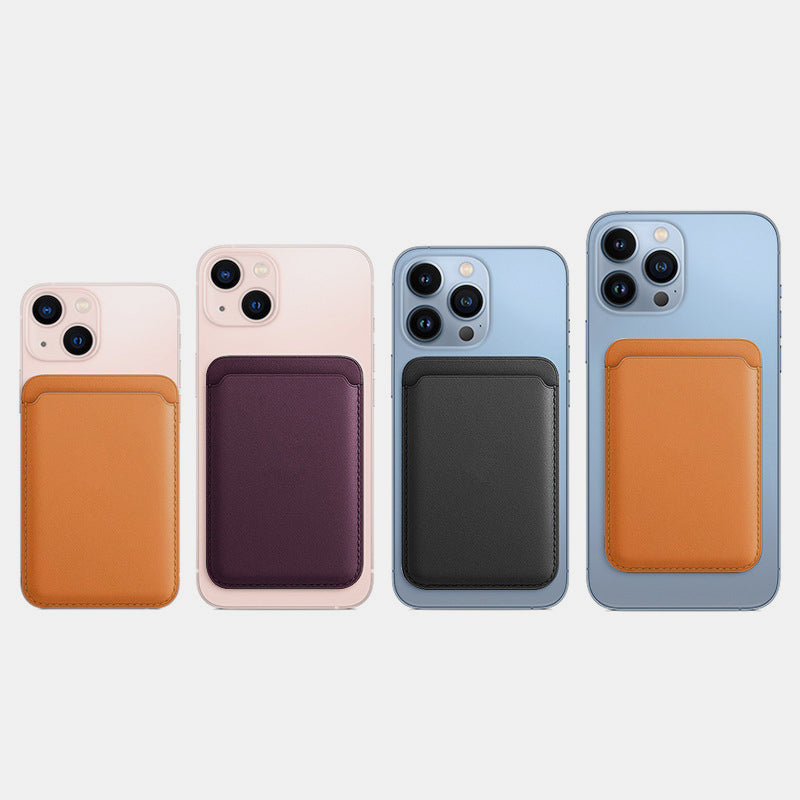 Portable Magnetic Suction Leather Card Holder Wallet for iPhone