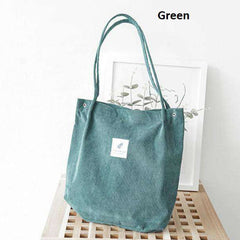 Corduroy Tote Bag for Women – Large Capacity School Shoulder Bag with Magnetic Closure - VOTVO