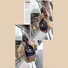 Colorful Stripe Custom Canvas Backpack for Women – Sporty Student Daypack