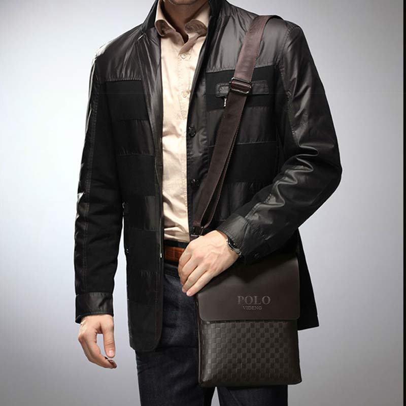 Small Messenger Bag for Men Plaid PU Leather Crossbody Shoulder Bag - VOTVO