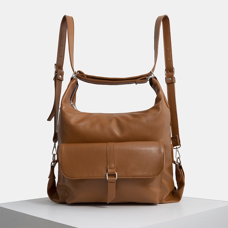 2 - in - 1 Convertible Leather Tote Backpack – Retro Shoulder Bag & Travel Day Pack - VOTVO
