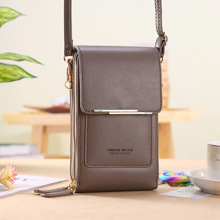 Lightweight Leather Phone Purse - Mini Crossbody Shoulder Bag & Cell Phone Pouch for Women