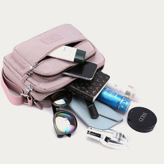 4-Zip Crossbody Bag – Lightweight Nylon Purse for Women