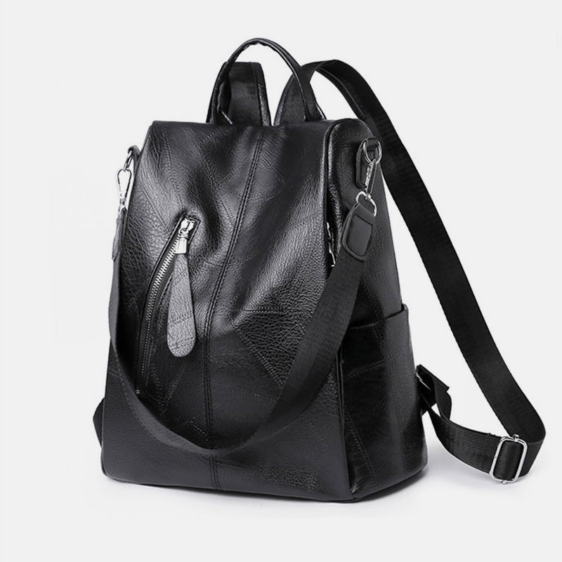 Zaino convertibile in pelle da donna - Zaino da viaggio antifurto e borsa a tracolla