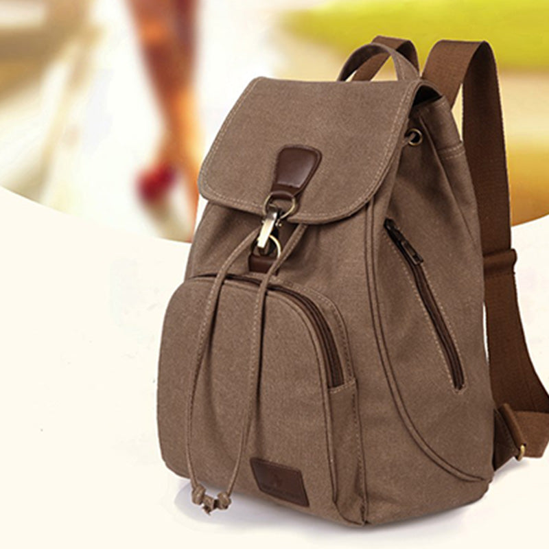 Canvas Backpack for Women & Girls – Vintage Drawstring School & Travel Rucksack