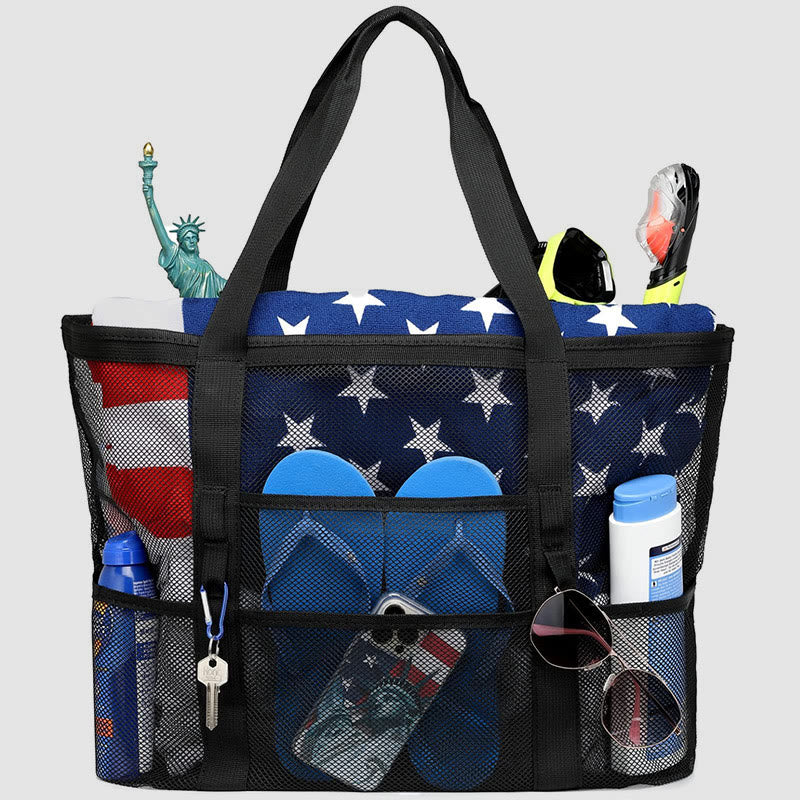 Large Capacity Beach Bag for Holiday Travel – Portable Mesh Shoulder Bag