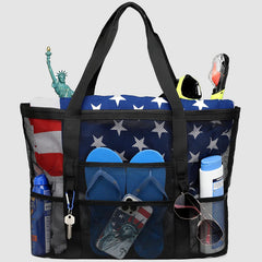 Borsa da spiaggia di grande capacità per viaggi di vacanza - Borsa a tracolla portatile in rete