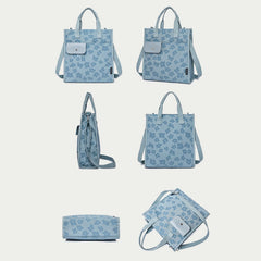 Floral Crossbody Tote Bag – Cute Nylon Shoulder Purse for Office & Daily Use