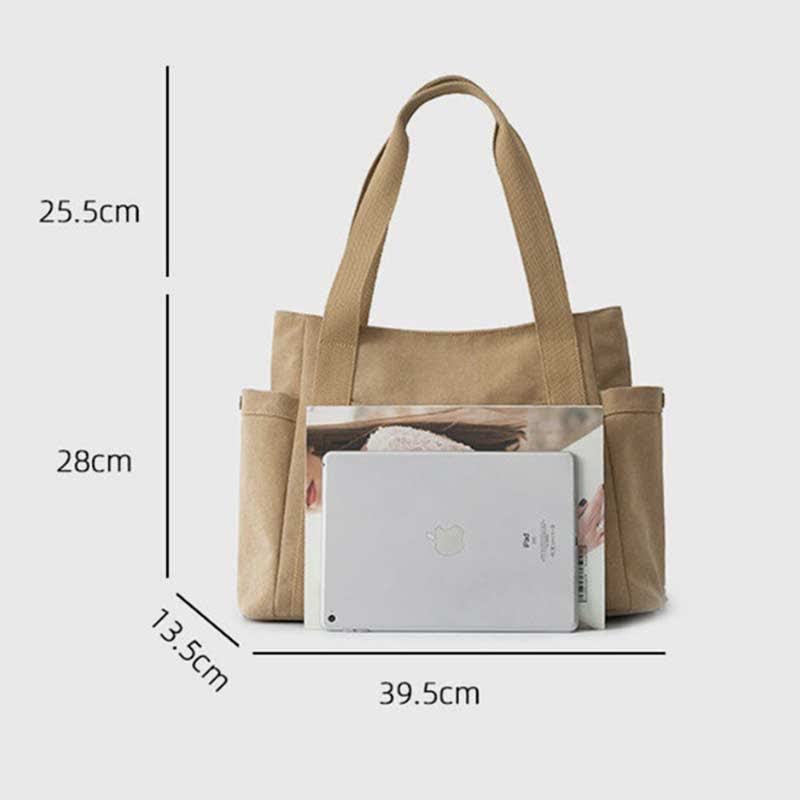 Large Capacity Canvas Shoulder Tote Bag – Multi - Pocket Handbag for Shopping, Travel & Everyday Use - VOTVO