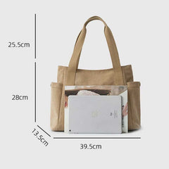 Large Capacity Canvas Shoulder Tote Bag – Multi - Pocket Handbag for Shopping, Travel & Everyday Use - VOTVO