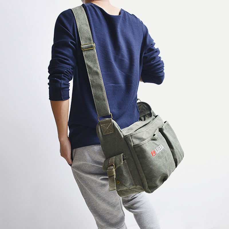 Messenger Bag for Men - Vintage Canvas Large Crossbody Kit