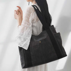 Borsa a tracolla in tela di grande capacità - Borsa multitasche per shopping, viaggi e uso quotidiano