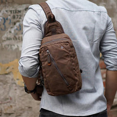 Canvas Sling Bag Shoulder Chest Pack for Men – Travel Hiking Crossbody Daypack