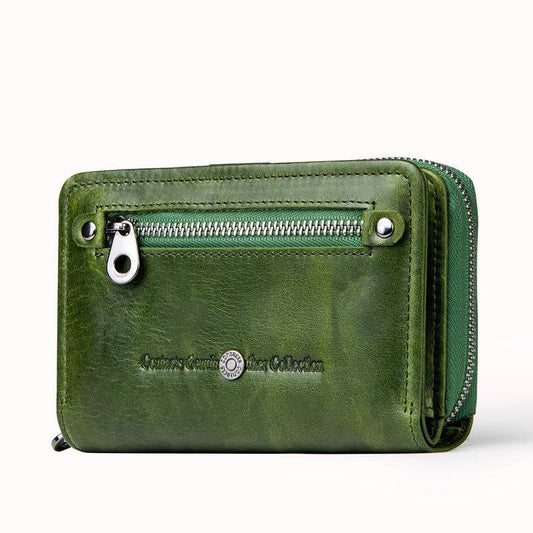 Genuine Leather Two Fold Multi-function Short Wallet