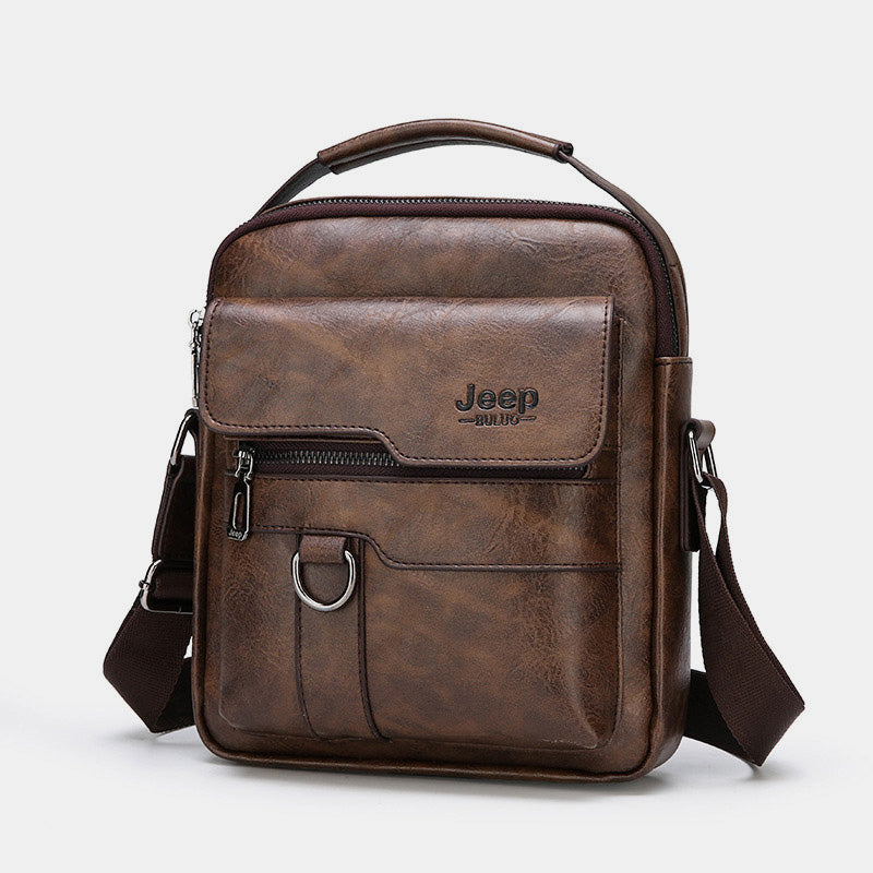 Lightweight PU Leather Messenger Bag – Slim Business Briefcase for Men