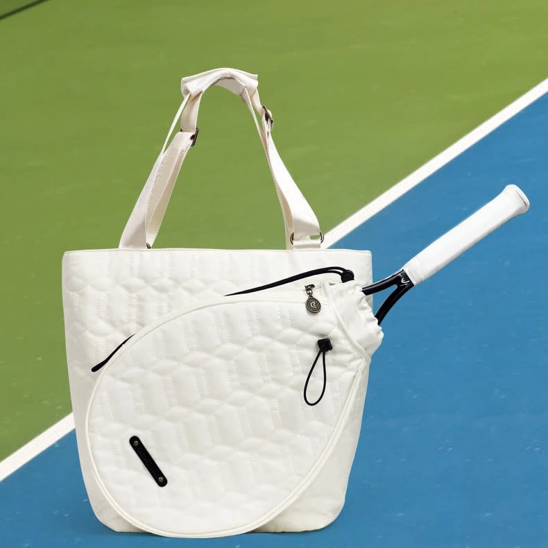 Borsa da racchetta in nylon da donna - Borsa a tracolla bianca per sport da badminton all'aperto