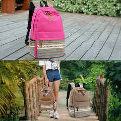 Colorful Stripe Custom Canvas Backpack for Women – Sporty Student Daypack