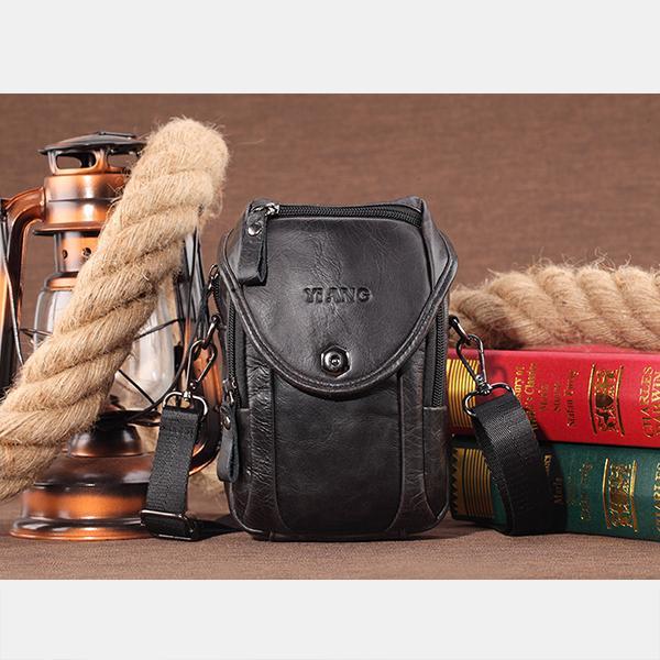 Men's Genuine Leather Phone Purse – Crossbody & Waist Bag for Daily Use