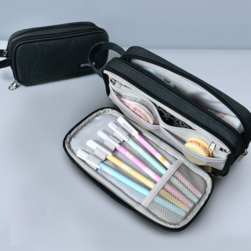 Large Capacity Canvas Pencil Case – Durable Pen Pouch for Office & School